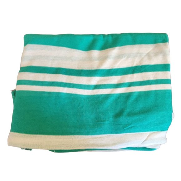 Green Off White Thin Thick Stripe Jersey T Shirt Fabric 2 1/4 yards New - Picture 1 of 5